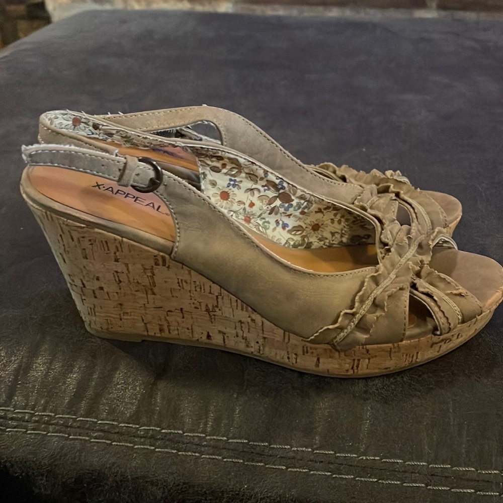 Women’s wedge cork heel sandals sz 10